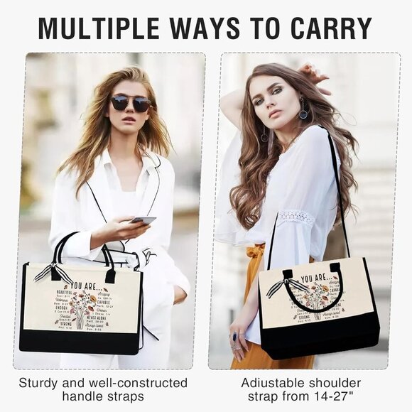 Religious Canvas Tote Bag Christian Gift Large Capacity Inspirational - Picture 4 of 6